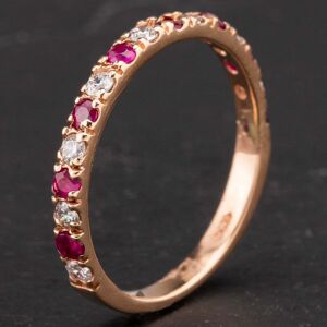 Pre-Owned 14ct Rose Gold 0.36ct Ruby & Brilliant Cut 0.24ct Diamond Half Eternity Ring 4335169 Pre-Owned 14ct Rose Gold 0.36ct Ruby & Brilliant Cut 0.24ct Diamond Half Eternity Ring 4335169