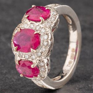 Pre-Owned 14ct White Gold 3.40ct Ruby & 0.44ct Diamond Cluster Ring 4335171 Pre-Owned 14ct White Gold 3.40ct Ruby & 0.44ct Diamond Cluster Ring 4335171