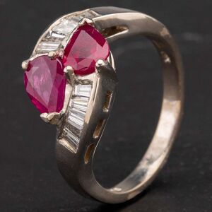 Pre-Owned 14ct White Gold Pear Cut 1.90ct Ruby & 0.45ct Diamond Crossover Ring 4335172 Pre-Owned 14ct White Gold Pear Cut 1.90ct Ruby & 0.45ct Diamond Crossover Ring 4335172