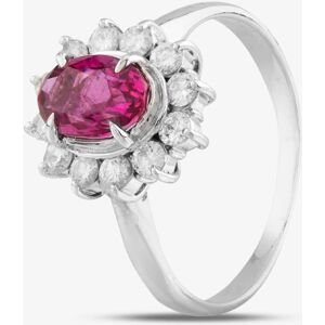 Pre-Owned Platinum 1.36ct Ruby & 0.45ct Brilliant Cut Diamond Oval Cluster Ring 4335222 Pre-Owned Platinum 1.36ct Ruby & 0.45ct Brilliant Cut Diamond Oval Cluster Ring 4335222