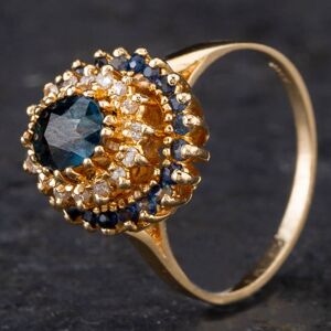 Pre-Owned 9ct Yellow Gold Sapphire & Brilliant Cut Diamond Oval Three Tier Cluster Ring 4336005 Pre-Owned 9ct Yellow Gold Sapphire & Brilliant Cut Diamond Oval Three Tier Cluster Ring 4336005