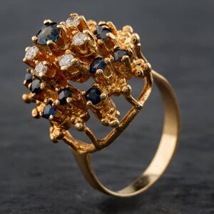 Pre-Owned 9ct Yellow Gold Sapphire & Brilliant Cut Diamond Fancy Multi Tiered Cluster Ring 4336024 Pre-Owned 9ct Yellow Gold Sapphire & Brilliant Cut Diamond Fancy Multi Tiered Cluster Ring 4336024