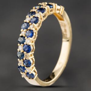 Pre-Owned 14ct Yellow Gold 0.91ct Sapphire & 0.16ct Brilliant Cut Diamond Two Row Half Eternity Ring 4336034 Pre-Owned 14ct Yellow Gold 0.91ct Sapphire & 0.16ct Brilliant Cut Diamond Two Row Half Eternity Ring 4336034