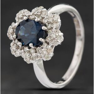 Pre-Owned 18ct White Gold 1.82ct Sapphire & 0.48ct Brilliant Cut Diamond Oval Cluster Ring 4336058 Pre-Owned 18ct White Gold 1.82ct Sapphire & 0.48ct Brilliant Cut Diamond Oval Cluster Ring 4336058