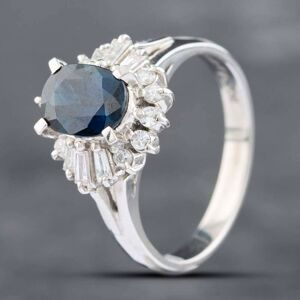 Pre-Owned Platinum 1.65ct Oval Cut Sapphire & 0.34ct Brilliant Cut Diamond Cluster Ring 43361013 Pre-Owned Platinum 1.65ct Oval Cut Sapphire & 0.34ct Brilliant Cut Diamond Cluster Ring 43361013