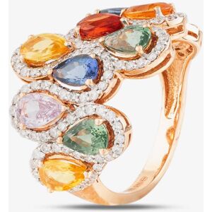 Pre-Owned 18ct Rose Gold Certificated 5.20ct Pear Cut Multi-Coloured Sapphire & 0.97ct Brilliant Cut Diamond Wave Cluster Ring 43361015 Pre-Owned 18ct Rose Gold Certificated 5.20ct Pear Cut Multi-Coloured Sapphire & 0.97ct Brilliant Cut Diamond Wave Cluster Ring 43361015