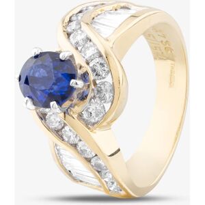 Pre-Owned 18ct Yellow Gold 1.39ct Oval Cut Sapphire & 1.40ct Diamond Twist Cluster Ring 43361017 Pre-Owned 18ct Yellow Gold 1.39ct Oval Cut Sapphire & 1.40ct Diamond Twist Cluster Ring 43361017