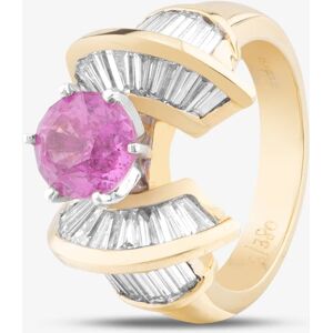 Pre-Owned 14ct Yellow Gold Pink Sapphire & 1.60ct Baguette Cut Diamond Dress Ring 43361018 Pre-Owned 14ct Yellow Gold Pink Sapphire & 1.60ct Baguette Cut Diamond Dress Ring 43361018