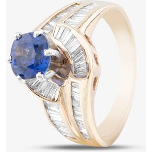 Pre-Owned 14ct Yellow Gold Sapphire & 0.80ct Baguette Cut Diamond Two Row Twist Dress Ring 43361025 Pre-Owned 14ct Yellow Gold Sapphire & 0.80ct Baguette Cut Diamond Two Row Twist Dress Ring 43361025