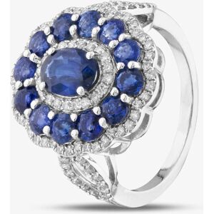 Pre-Owned 18ct White Gold 2.78ct Sapphire & 0.55ct Brilliant Cut Diamond Oval Cluster Ring 43361051 Pre-Owned 18ct White Gold 2.78ct Sapphire & 0.55ct Brilliant Cut Diamond Oval Cluster Ring 43361051