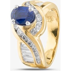 Pre-Owned 14ct Yellow Gold 1.27ct Oval Cut Sapphire & 1.20ct Diamond Twist Cluster Ring 43361056 Pre-Owned 14ct Yellow Gold 1.27ct Oval Cut Sapphire & 1.20ct Diamond Twist Cluster Ring 43361056