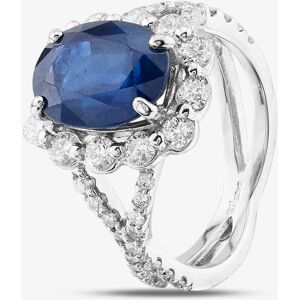 Pre-Owned Platinum 4.47ct Oval Cut Sapphire & 0.97ct Brilliant Cut Diamond Cluster Ring 43361062 Pre-Owned Platinum 4.47ct Oval Cut Sapphire & 0.97ct Brilliant Cut Diamond Cluster Ring 43361062