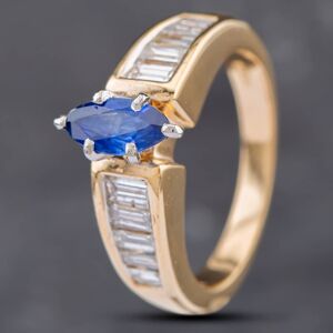 Pre-Owned 14ct Yellow Gold Marquise Cut Sapphire & Baguette Cut Diamond Set Shoulders Dress Ring 43361071 Pre-Owned 14ct Yellow Gold Marquise Cut Sapphire & Baguette Cut Diamond Set Shoulders Dress Ring 43361071