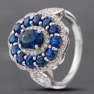 Pre-Owned 14ct White Gold Sapphire & Brilliant Cut Diamond Oval Cluster Ring 43361083 Pre-Owned 14ct White Gold Sapphire & Brilliant Cut Diamond Oval Cluster Ring 43361083