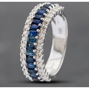 Pre-Owned 18ct White Gold Emerald Cut Sapphire & Brilliant Cut Diamond Three Row Ring 43361084 Pre-Owned 18ct White Gold Emerald Cut Sapphire & Brilliant Cut Diamond Three Row Ring 43361084