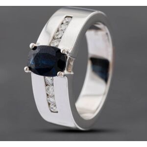 Pre-Owned 14ct White Gold Oval Cut Sapphire & Brilliant Cut Diamond Band Ring 43361093 Pre-Owned 14ct White Gold Oval Cut Sapphire & Brilliant Cut Diamond Band Ring 43361093