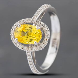 Pre-Owned 18ct White Gold Oval Cut Yellow Sapphire & Brilliant Cut Diamond Halo Ring 43361094 Pre-Owned 18ct White Gold Oval Cut Yellow Sapphire & Brilliant Cut Diamond Halo Ring 43361094