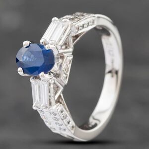 Pre-Owned 14ct White Gold Oval Cut Sapphire & Diamond Dress Ring 43361100 Pre-Owned 14ct White Gold Oval Cut Sapphire & Diamond Dress Ring 43361100