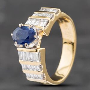 Pre-Owned 14ct Yellow Gold Oval Cut Sapphire & 1.00ct Baguette Cut Diamond Dress Ring 43361102 Pre-Owned 14ct Yellow Gold Oval Cut Sapphire & 1.00ct Baguette Cut Diamond Dress Ring 43361102