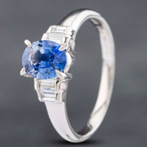 Pre-Owned Platinum 1.24ct Sapphire & 0.22ct Baguette Cut Diamond Oval Half Eternity Ring 43361107 Pre-Owned Platinum 1.24ct Sapphire & 0.22ct Baguette Cut Diamond Oval Half Eternity Ring 43361107