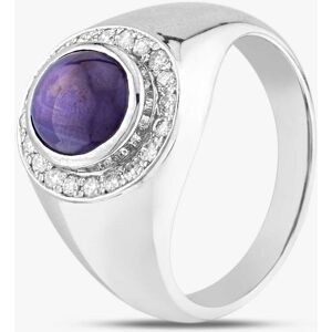 Pre-Owned Platinum 4.12ct Cabochon Cut Star Sapphire & 0.25ct Brilliant Cut Diamond Oval Cluster Ring 43361115 Pre-Owned Platinum 4.12ct Cabochon Cut Star Sapphire & 0.25ct Brilliant Cut Diamond Oval Cluster Ring 43361115