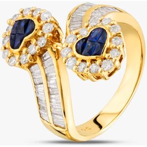 Pre-Owned 18ct Yellow Gold 1.00ct Sapphire & 1.40ct Diamond Heart Cross Over Double Cluster Ring 43361120 Pre-Owned 18ct Yellow Gold 1.00ct Sapphire & 1.40ct Diamond Heart Cross Over Double Cluster Ring 43361120