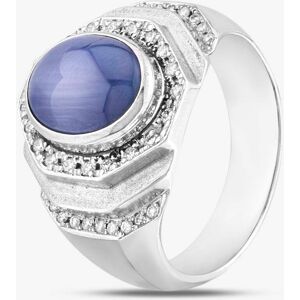 Pre-Owned Platinum 5.73ct Star Sapphire & 0.28ct Brilliant Cut Diamond Oval Cluster Ring 43361134 Pre-Owned Platinum 5.73ct Star Sapphire & 0.28ct Brilliant Cut Diamond Oval Cluster Ring 43361134