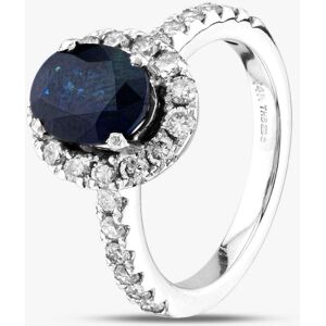 Pre-Owned 14ct White Gold Sapphire & Brilliant Cut Diamond Oval Halo Cluster Ring 43361135 Pre-Owned 14ct White Gold Sapphire & Brilliant Cut Diamond Oval Halo Cluster Ring 43361135