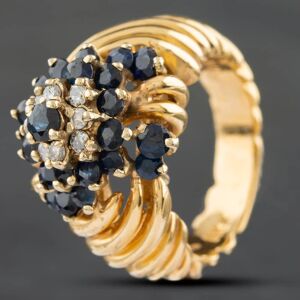 Pre-Owned 9ct Yellow Gold Sapphire & Brilliant Cut Diamond Swirl Cluster Ring 4336155220 Pre-Owned 9ct Yellow Gold Sapphire & Brilliant Cut Diamond Swirl Cluster Ring 4336155220