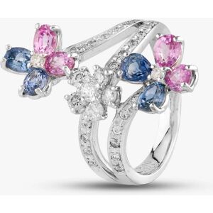 Pre-Owned 18ct White Gold Certificated Blue & Pink Sapphire & Brilliant Cut Diamond Triple Cluster Ring 433615625 Pre-Owned 18ct White Gold Certificated Blue & Pink Sapphire & Brilliant Cut Diamond Triple Cluster Ring 433615625