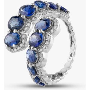 Pre-Owned 18ct White Gold Sapphire & Brilliant Cut Diamond Cross Over Multi Cluster Ring 433615634 Pre-Owned 18ct White Gold Sapphire & Brilliant Cut Diamond Cross Over Multi Cluster Ring 433615634