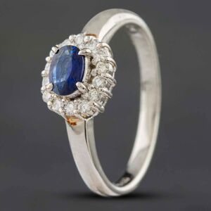 Pre-Owned Platinum 0.34ct Sapphire & 0.15ct Brilliant Cut Diamond Oval Cluster Ring 433615739 Pre-Owned Platinum 0.34ct Sapphire & 0.15ct Brilliant Cut Diamond Oval Cluster Ring 433615739