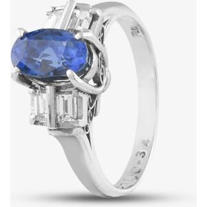 Pre-Owned Platinum 1.81ct Sapphire & 0.34ct Baguette Cut Diamond Five Stone Ring 433615743 Pre-Owned Platinum 1.81ct Sapphire & 0.34ct Baguette Cut Diamond Five Stone Ring 433615743