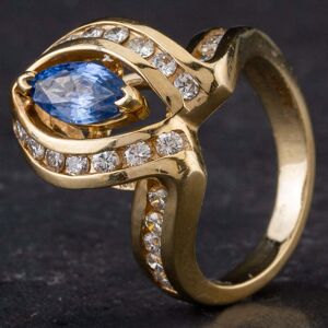 Pre-Owned 14ct Yellow Gold 0.95ct Sapphire & 0.75ct Brilliant Cut Diamonds Cluster Ring 4336211 Pre-Owned 14ct Yellow Gold 0.95ct Sapphire & 0.75ct Brilliant Cut Diamonds Cluster Ring 4336211