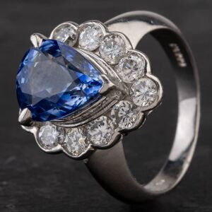 Pre-Owned Platinum 3.49ct Sapphire & 1.13ct Diamond Cluster Ring 4336234 Pre-Owned Platinum 3.49ct Sapphire & 1.13ct Diamond Cluster Ring 4336234
