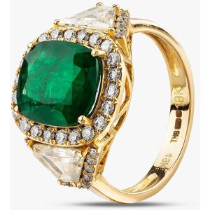 Pre-Owned 18ct Yellow Gold 3.48ct Emerald & 1.32ct Diamond Cushion Cluster Ring 4337030 Pre-Owned 18ct Yellow Gold 3.48ct Emerald & 1.32ct Diamond Cushion Cluster Ring 4337030
