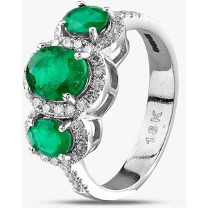 Pre-Owned 18ct White Gold 1.87ct Emerald & 0.51ct Diamond Triple Oval Cluster Ring 4337065 Pre-Owned 18ct White Gold 1.87ct Emerald & 0.51ct Diamond Triple Oval Cluster Ring 4337065
