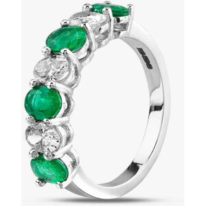 Pre-Owned 18ct White Gold 1.26ct Oval Emerald & 0.79ct Diamond Seven Stone Half Eternity Ring 4337081 Pre-Owned 18ct White Gold 1.26ct Oval Emerald & 0.79ct Diamond Seven Stone Half Eternity Ring 4337081