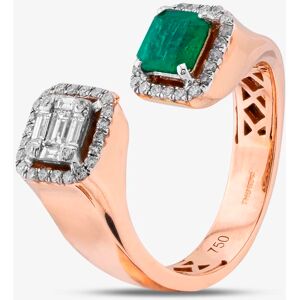 Pre-Owned 18ct Yellow Gold Emerald & Diamond Double Cross Over Cluster Ring 43371025 Pre-Owned 18ct Yellow Gold Emerald & Diamond Double Cross Over Cluster Ring 43371025