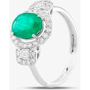 Pre-Owned 18ct White Gold Oval Cut Emerald & Diamond Cluster Ring 43371036 Pre-Owned 18ct White Gold Oval Cut Emerald & Diamond Cluster Ring 43371036