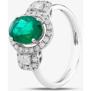 Pre-Owned 18ct White Gold Oval Cut Emerald & Diamond Cluster Ring 43371038 Pre-Owned 18ct White Gold Oval Cut Emerald & Diamond Cluster Ring 43371038
