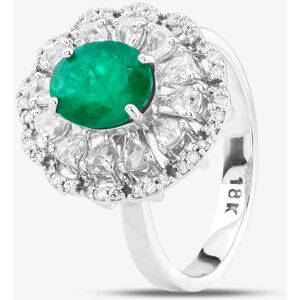 Pre-Owned 18ct White Gold Oval Cut Emerald & Diamond Cluster Ring 43371040 Pre-Owned 18ct White Gold Oval Cut Emerald & Diamond Cluster Ring 43371040