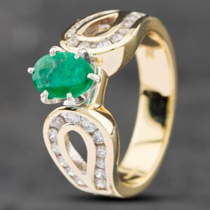 Pre-Owned 14ct Yellow Gold 0.80ct Oval Cut Emerald & 0.50ct Brilliant Cut Diamond Dress Ring 43371043 Pre-Owned 14ct Yellow Gold 0.80ct Oval Cut Emerald & 0.50ct Brilliant Cut Diamond Dress Ring 43371043