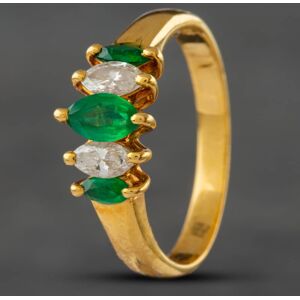 Pre-Owned 18ct Yellow Gold 0.34ct Emerald & 0.23ct Marquise Cut Diamond Five Stone Ring 433715784 Pre-Owned 18ct Yellow Gold 0.34ct Emerald & 0.23ct Marquise Cut Diamond Five Stone Ring 433715784