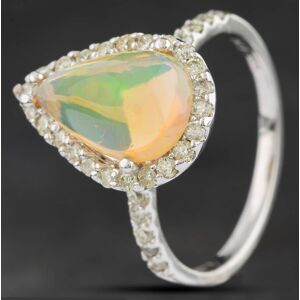 Pre-Owned 14ct White Gold 2.09ct Opal & 0.62ct Brilliant Cut Diamond Pear Shape Cluster Ring 4338027 Pre-Owned 14ct White Gold 2.09ct Opal & 0.62ct Brilliant Cut Diamond Pear Shape Cluster Ring 4338027
