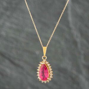 Pre-Owned 9ct Yellow Gold 2.20ct Pink Tourmaline & 0.33ct Brilliant Cut Diamond Pear Shape Pendant & 16 Inch Prince Of Wales Chain 431415711 Pre-Owned 9ct Yellow Gold 2.20ct Pink Tourmaline & 0.33ct Brilliant Cut Diamond Pear Shape Pendant & 16 Inch Prince Of Wales Chain 431415711