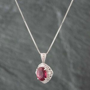Pre-Owned Platinum 3.65ct Pink Tourmaline & 0.38ct Diamond Oval Cluster Pendant & 16-18 Inch Box Chain 43141578 Pre-Owned Platinum 3.65ct Pink Tourmaline & 0.38ct Diamond Oval Cluster Pendant & 16-18 Inch Box Chain 43141578