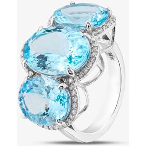 Pre-Owned 14ct White Gold Oval Cut Aquamarine & Brilliant Cut Diamond Triple Cluster Ring 43401000 Pre-Owned 14ct White Gold Oval Cut Aquamarine & Brilliant Cut Diamond Triple Cluster Ring 43401000
