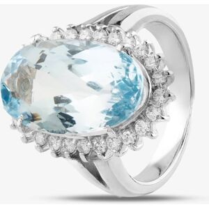 Pre-Owned Platinum 7.36ct Aquamarine & 0.39ct Brilliant Cut Diamond Large Oval Cluster Ring 43401005 Pre-Owned Platinum 7.36ct Aquamarine & 0.39ct Brilliant Cut Diamond Large Oval Cluster Ring 43401005