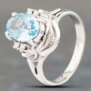 Pre-Owned Platinum Aquamarine & 0.08ct Brilliant Cut Diamond Oval Cluster Ring 43401011 Pre-Owned Platinum Aquamarine & 0.08ct Brilliant Cut Diamond Oval Cluster Ring 43401011